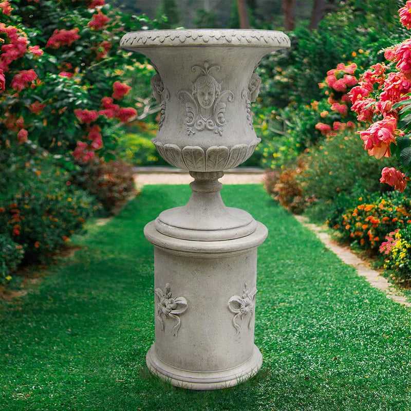 Load image into Gallery viewer, Outdoor urn pedestal limestone planter
