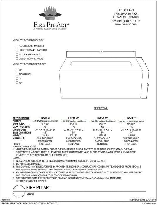 Linear 72" - 250K BTU Burner By Fire Pit Art - BackyardBliss