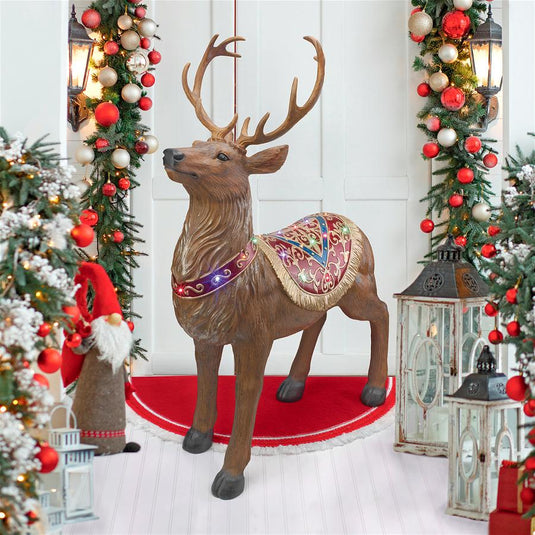 Santa's North Pole Illuminated Christmas Reindeer Outdoor/Indoor Statue - BackyardBliss