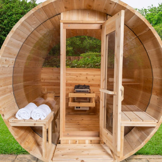 outdoor barrel saunas